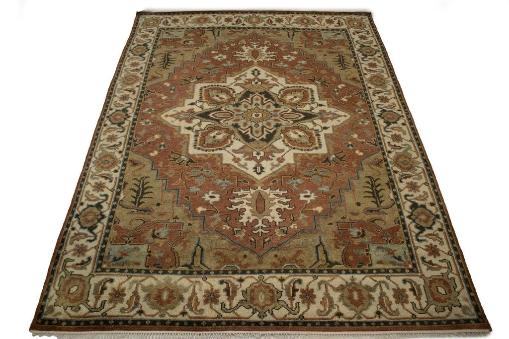 Rust Floral 9X12 Heriz Serapi Oriental Rug