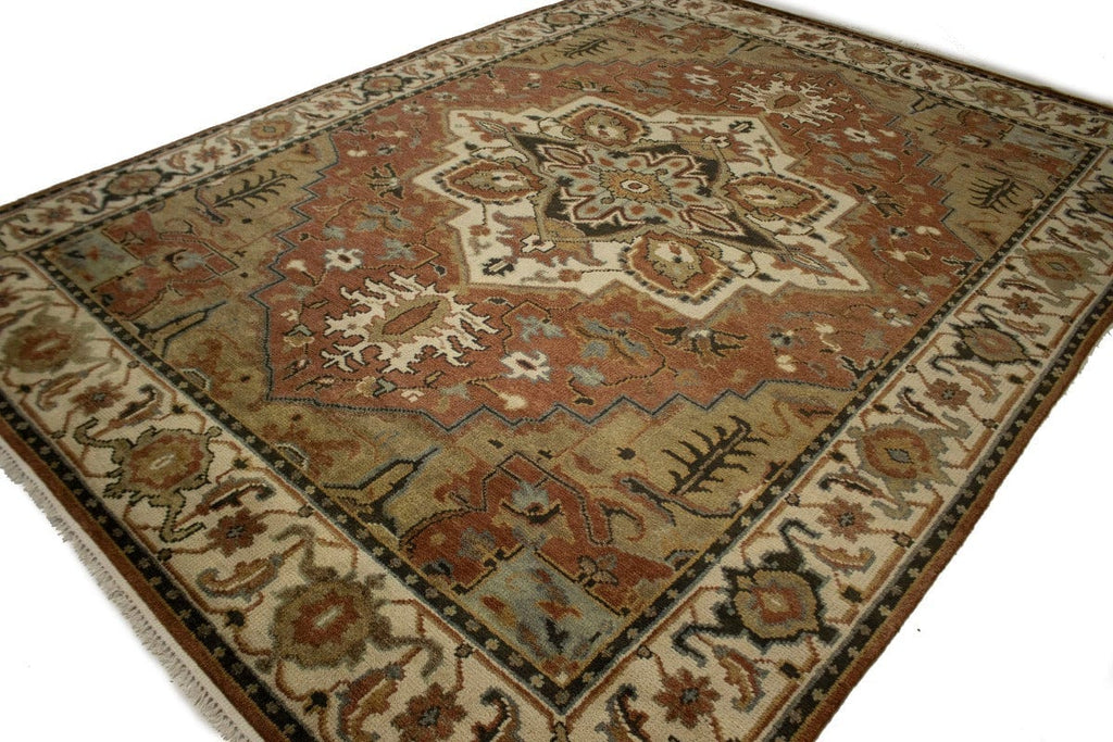 Rust Floral 9X12 Heriz Serapi Oriental Rug