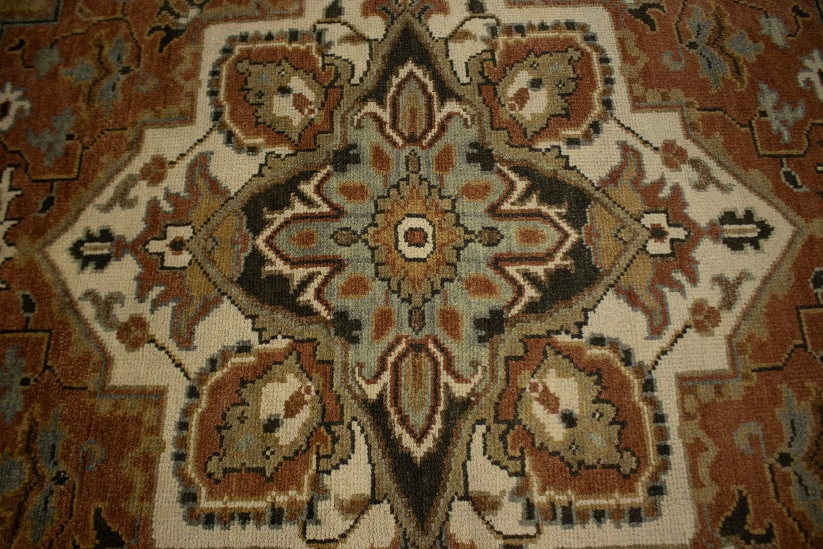 Rust Floral 9X12 Heriz Serapi Oriental Rug