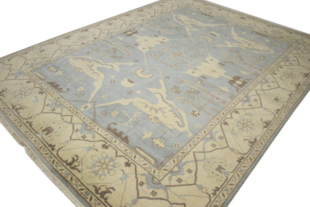 Gray Floral 9X12 Oushak Oriental Rug