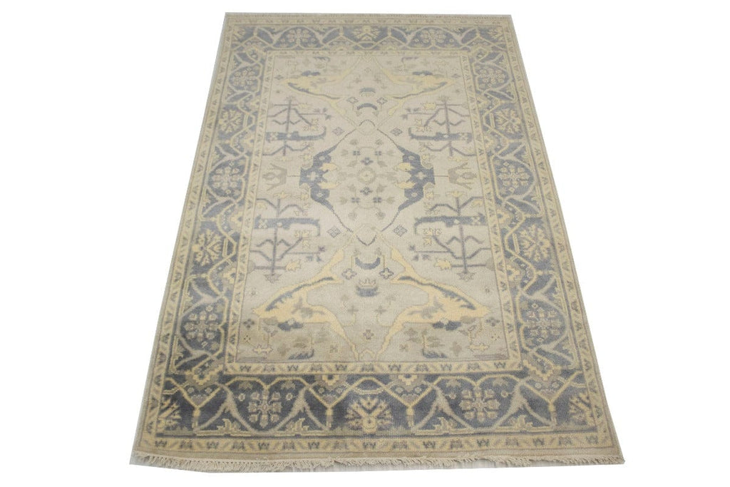 Beige Casual Floral 5X8 Oushak Oriental Rug