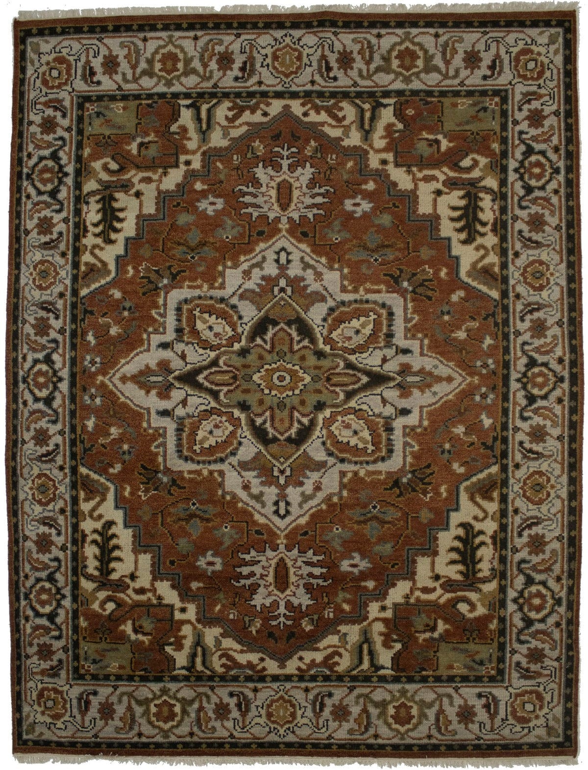 Rust Floral 8X10 Heriz Serapi Oriental Rug