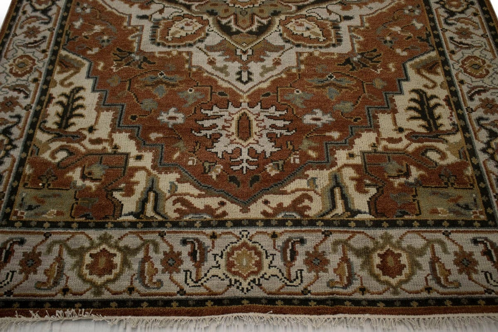 Rust Floral 8X10 Heriz Serapi Oriental Rug