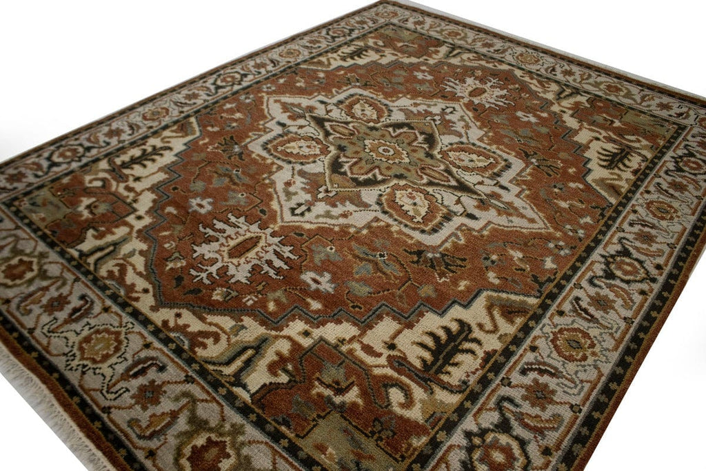 Rust Floral 8X10 Heriz Serapi Oriental Rug