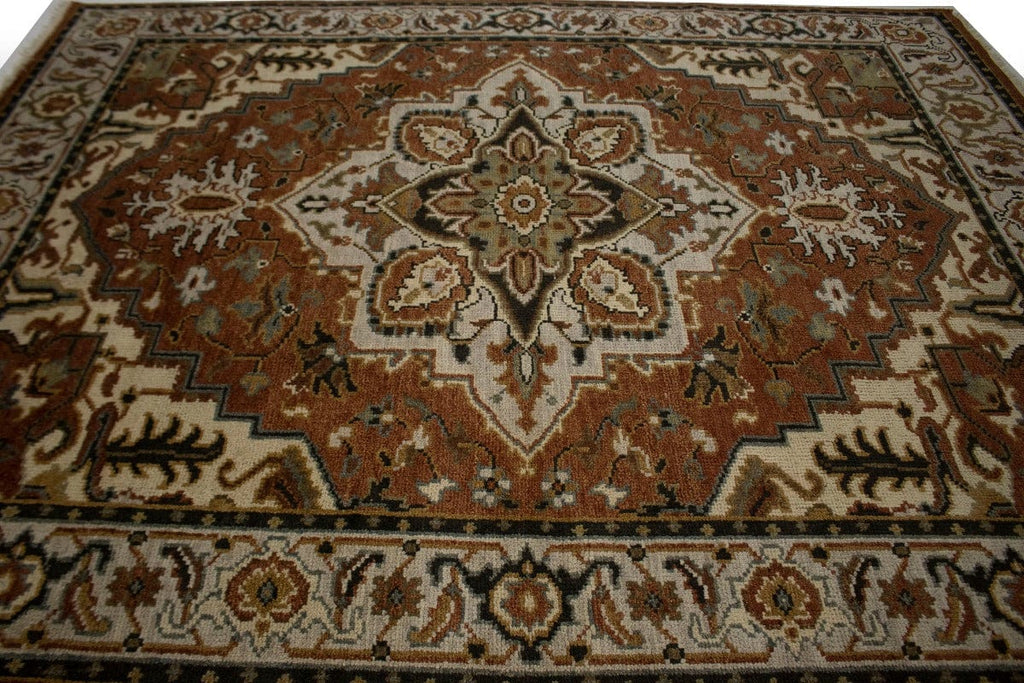 Rust Floral 8X10 Heriz Serapi Oriental Rug