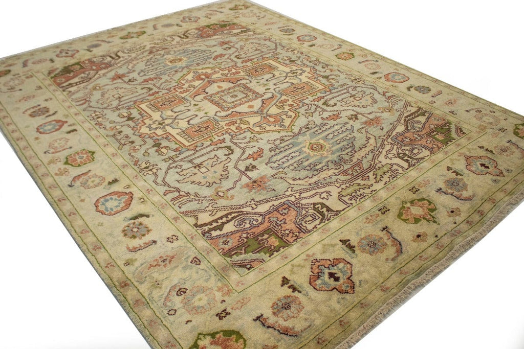 Beige Floral Tribal 8X10 Heriz Serapi Oriental Rug