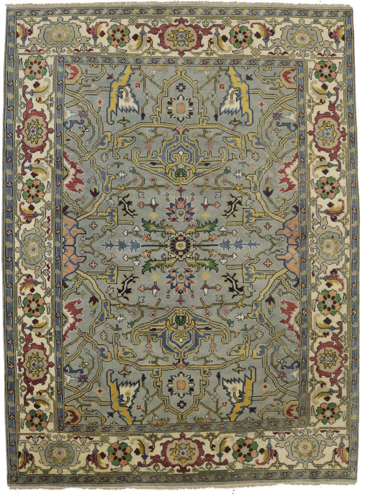 Gray Floral 9X12 Oushak Oriental Rug