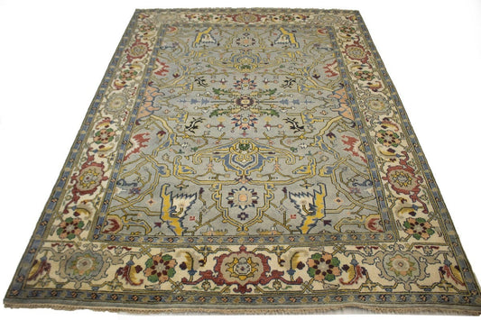 Gray Floral 9X12 Oushak Oriental Rug