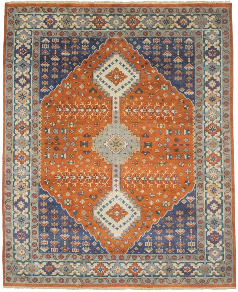 Orange Geometric 8X10 Indo-Yalameh Oriental Rug