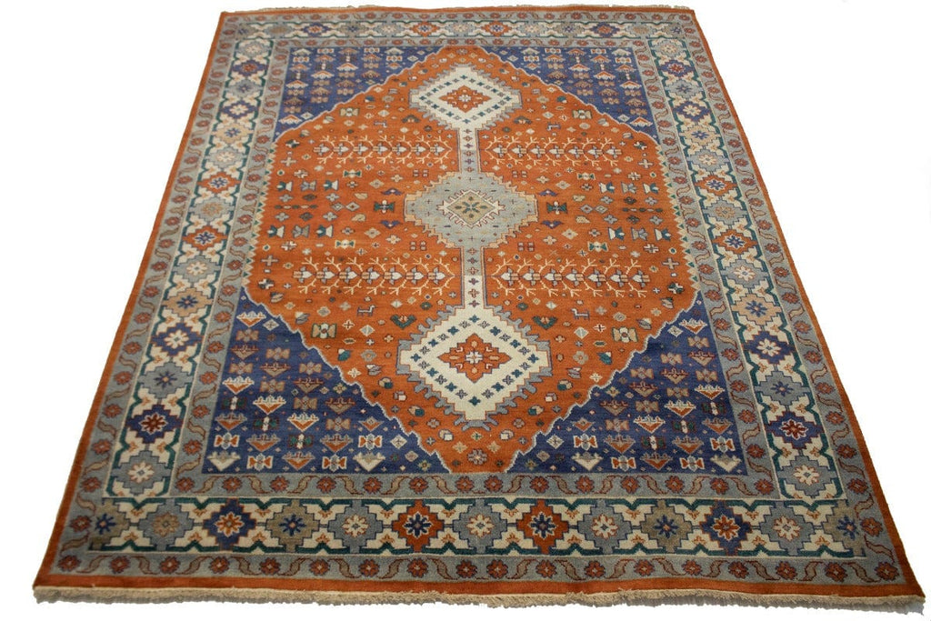 Orange Geometric 8X10 Indo-Yalameh Oriental Rug