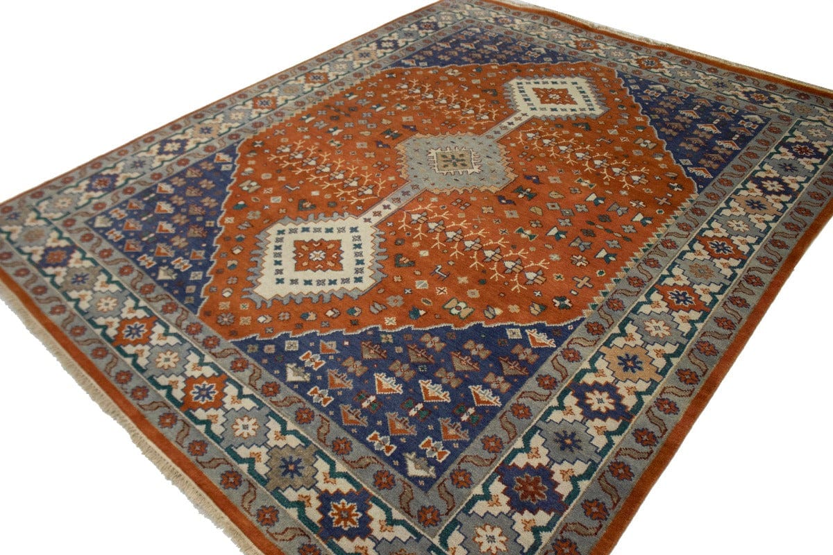 Orange Geometric 8X10 Indo-Yalameh Oriental Rug