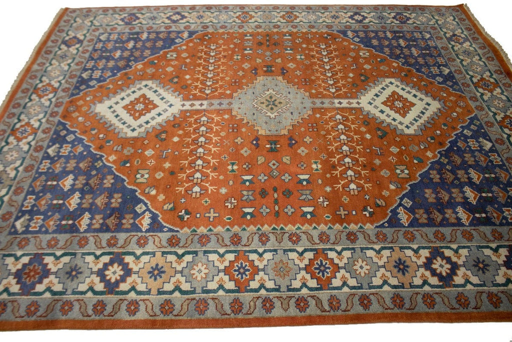 Orange Geometric 8X10 Indo-Yalameh Oriental Rug