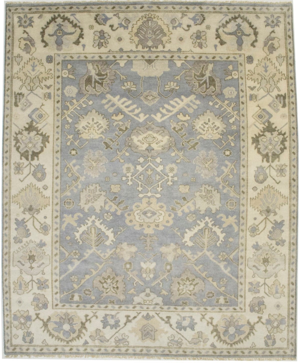 Gray Floral 8X10 Oushak Chobi Oriental Rug