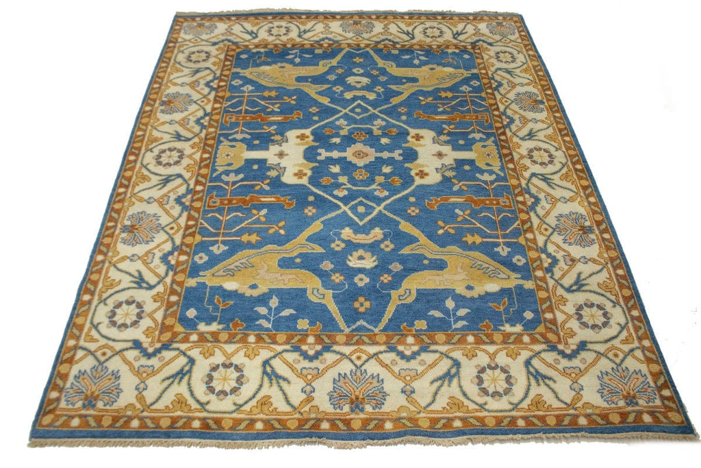 Blue Floral 8X10 Oushak Oriental Rug