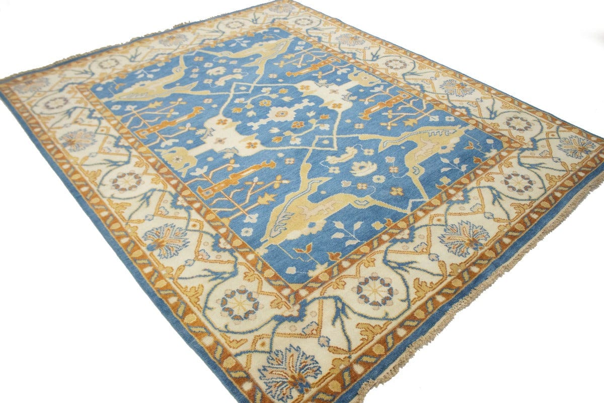 Blue Floral 8X10 Oushak Oriental Rug