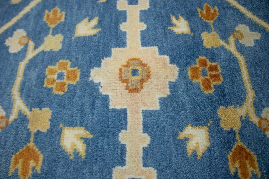 Blue Floral 8X10 Oushak Oriental Rug