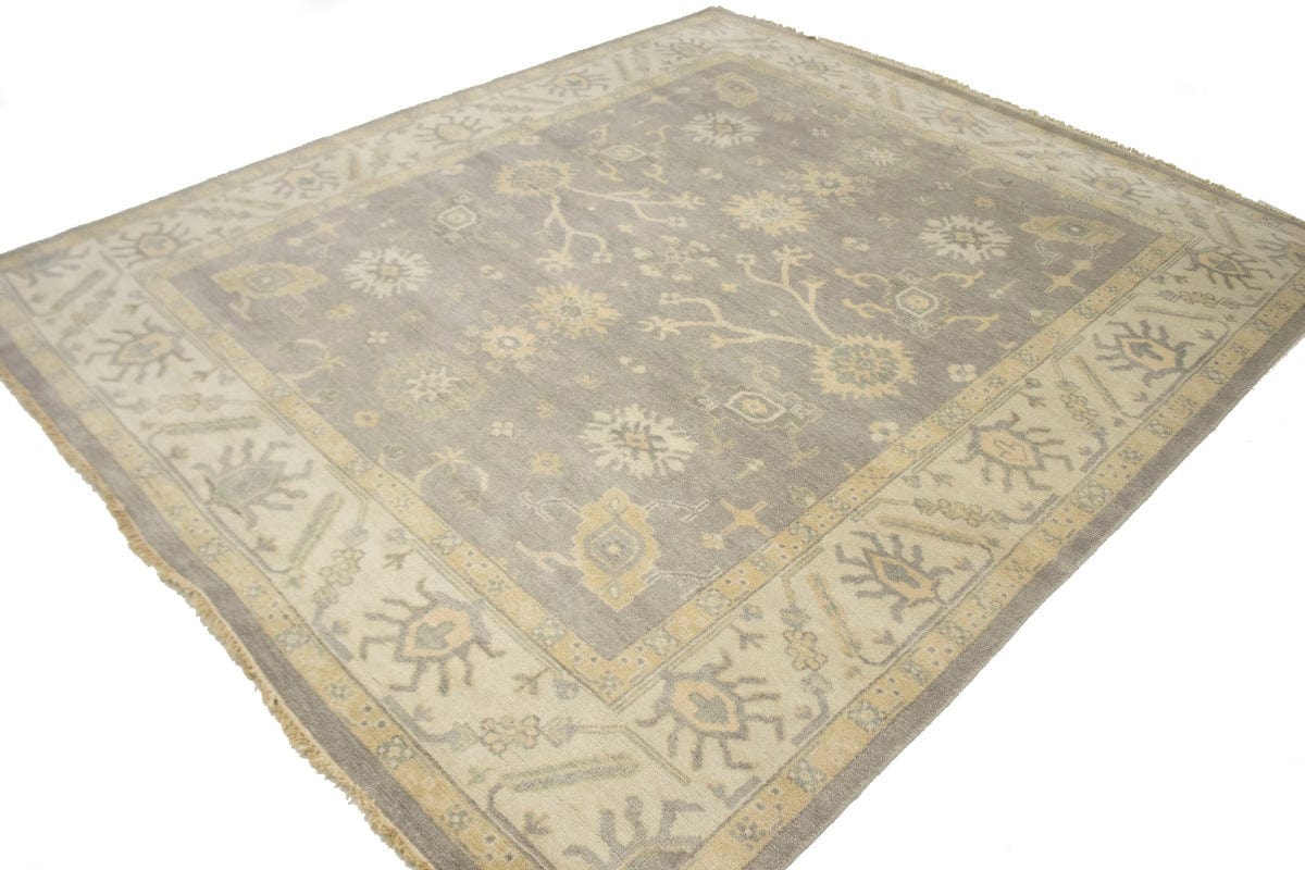 Brownish Gray Floral 8'5X10 Oushak Chobi Oriental Rug