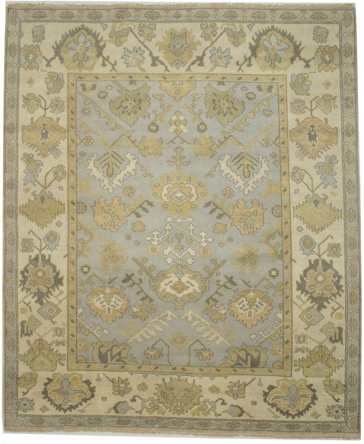 Light Gray Floral 8X10 Oushak Chobi Oriental Rug