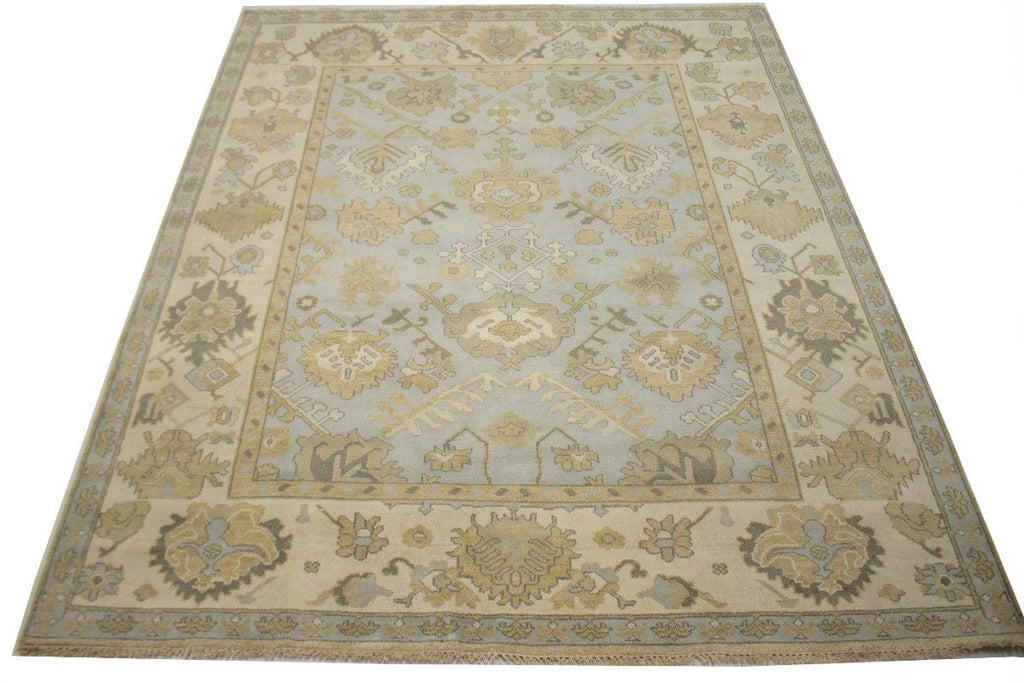 Light Gray Floral 8X10 Oushak Chobi Oriental Rug