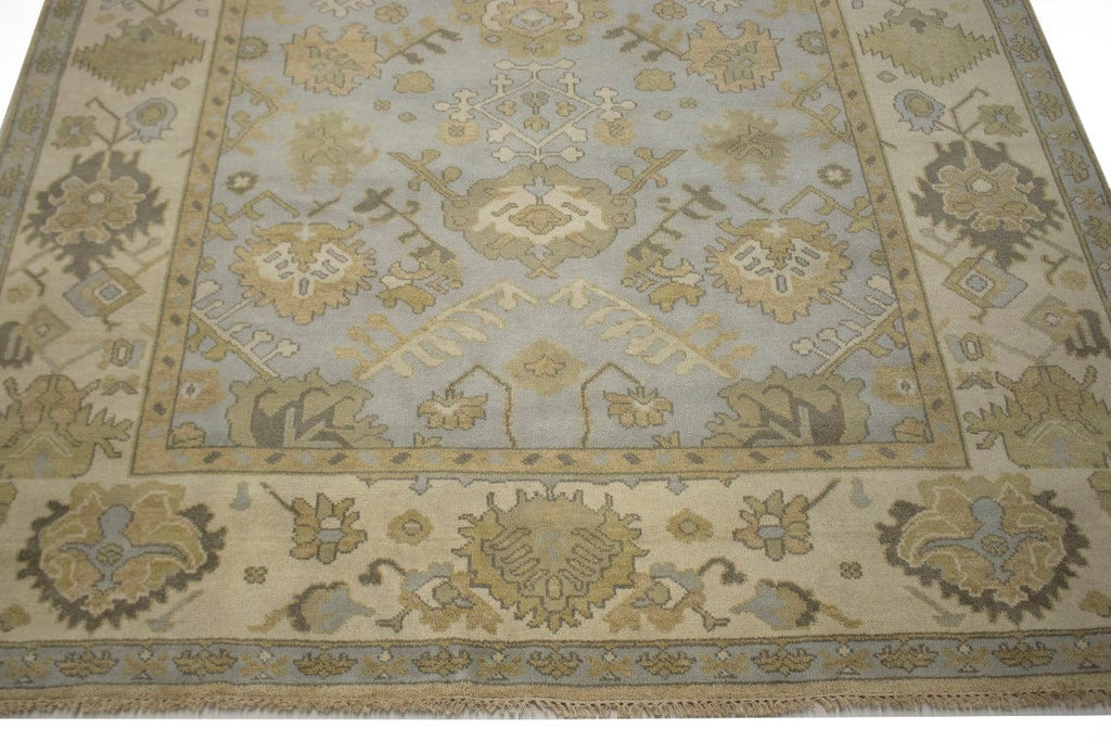 Light Gray Floral 8X10 Oushak Chobi Oriental Rug