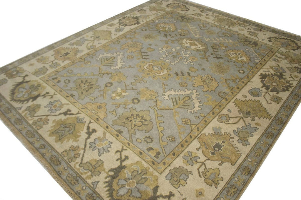 Light Gray Floral 8X10 Oushak Chobi Oriental Rug