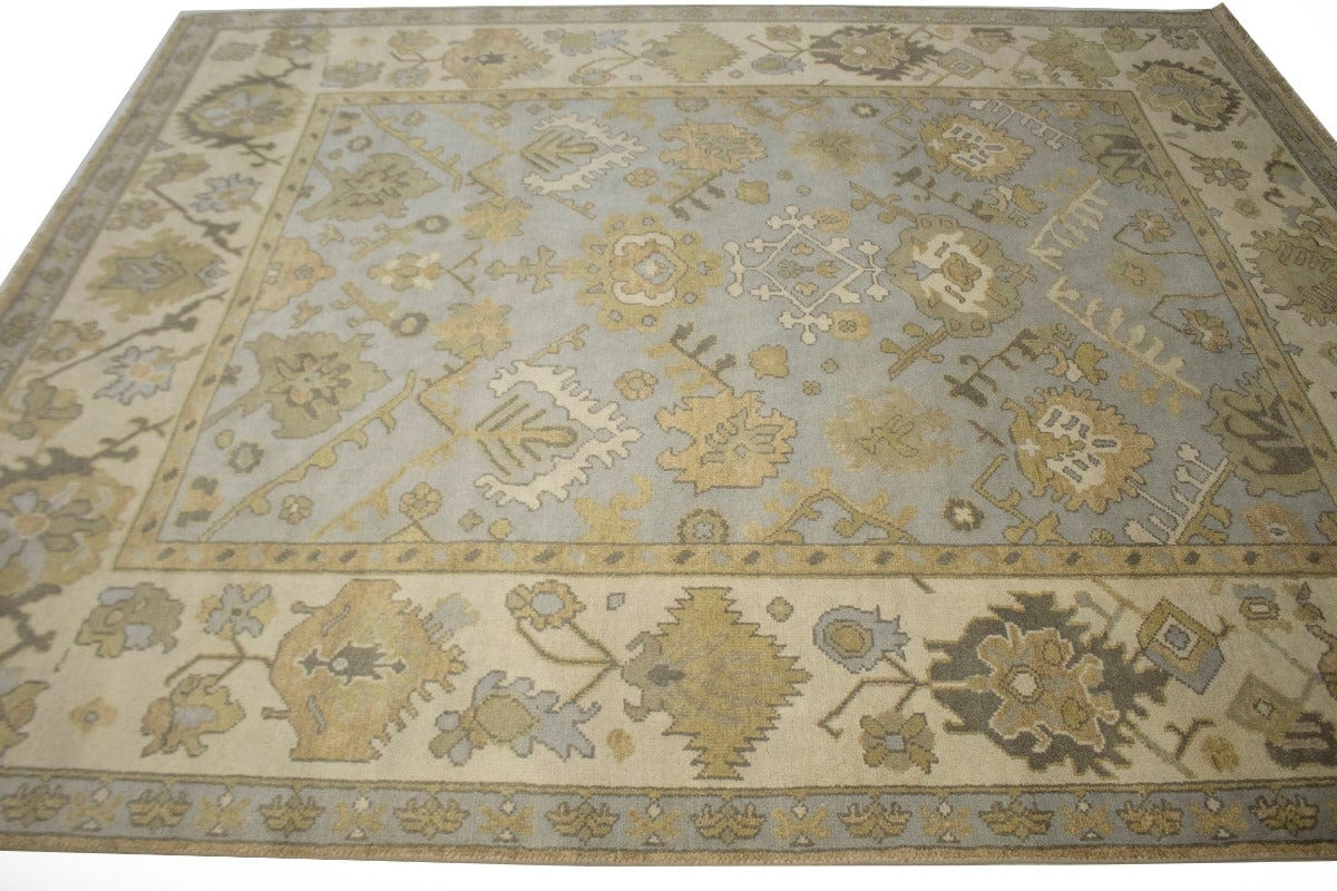 Light Gray Floral 8X10 Oushak Chobi Oriental Rug