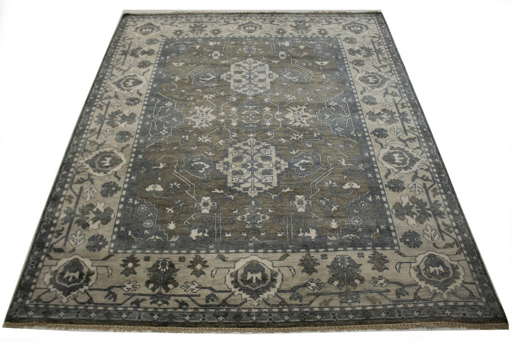 Brown & Gray Floral 8X10 Oushak Oriental Rug