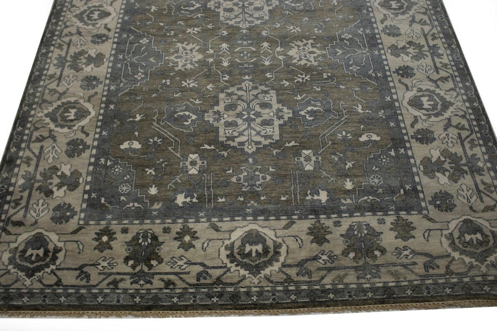 Brown & Gray Floral 8X10 Oushak Oriental Rug