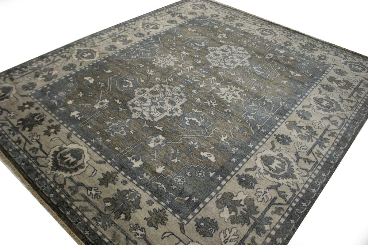 Brown & Gray Floral 8X10 Oushak Oriental Rug