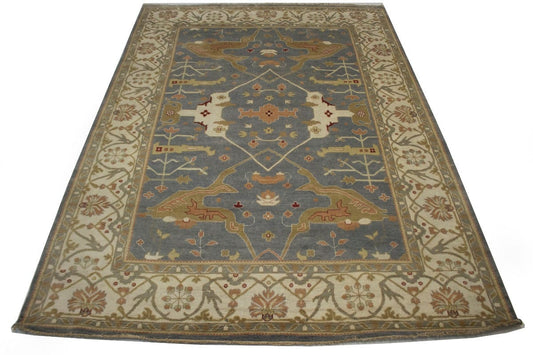 Gray Floral 10X14 Oushak Oriental Rug