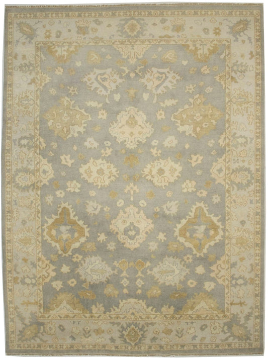 Light Gray Floral 9X12 Oushak Chobi Oriental Rug