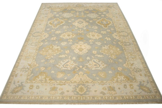 Light Gray Floral 9X12 Oushak Chobi Oriental Rug