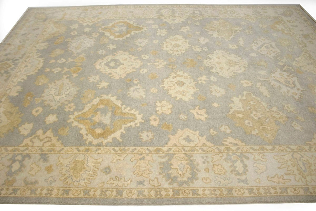 Light Gray Floral 9X12 Oushak Chobi Oriental Rug