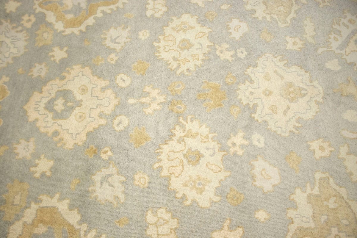 Light Gray Floral 9X12 Oushak Chobi Oriental Rug