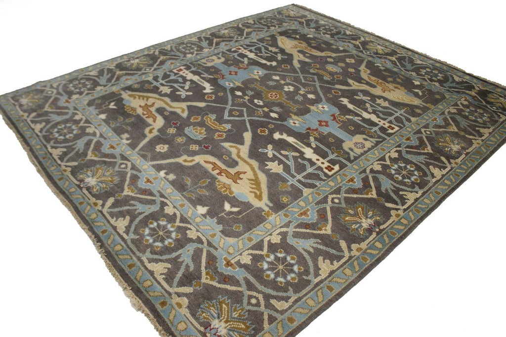 Muted Brownish Gray Floral 8X10 Oushak Oriental Rug