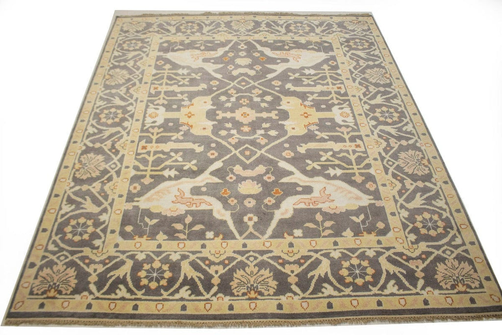 Muted Brown Floral 8X10 Oushak Oriental Rug