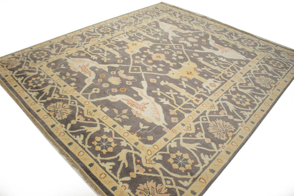 Muted Brown Floral 8X10 Oushak Oriental Rug