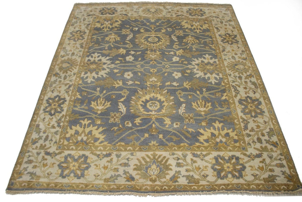 Gray Floral 8x10 Oushak Chobi Oriental Rug