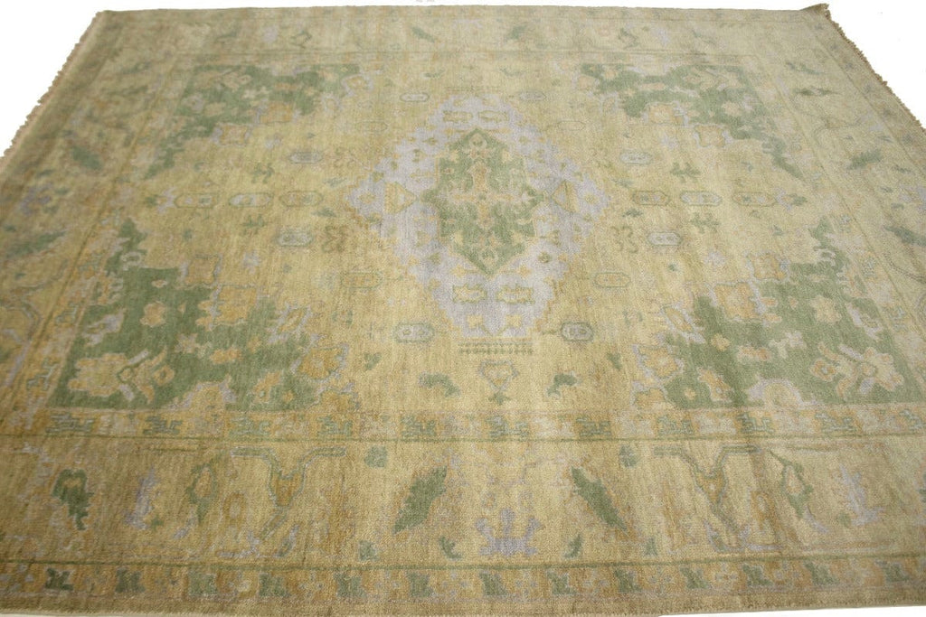 muted Beige Casual Floral 8X10 Oushak Chobi Oriental Rug