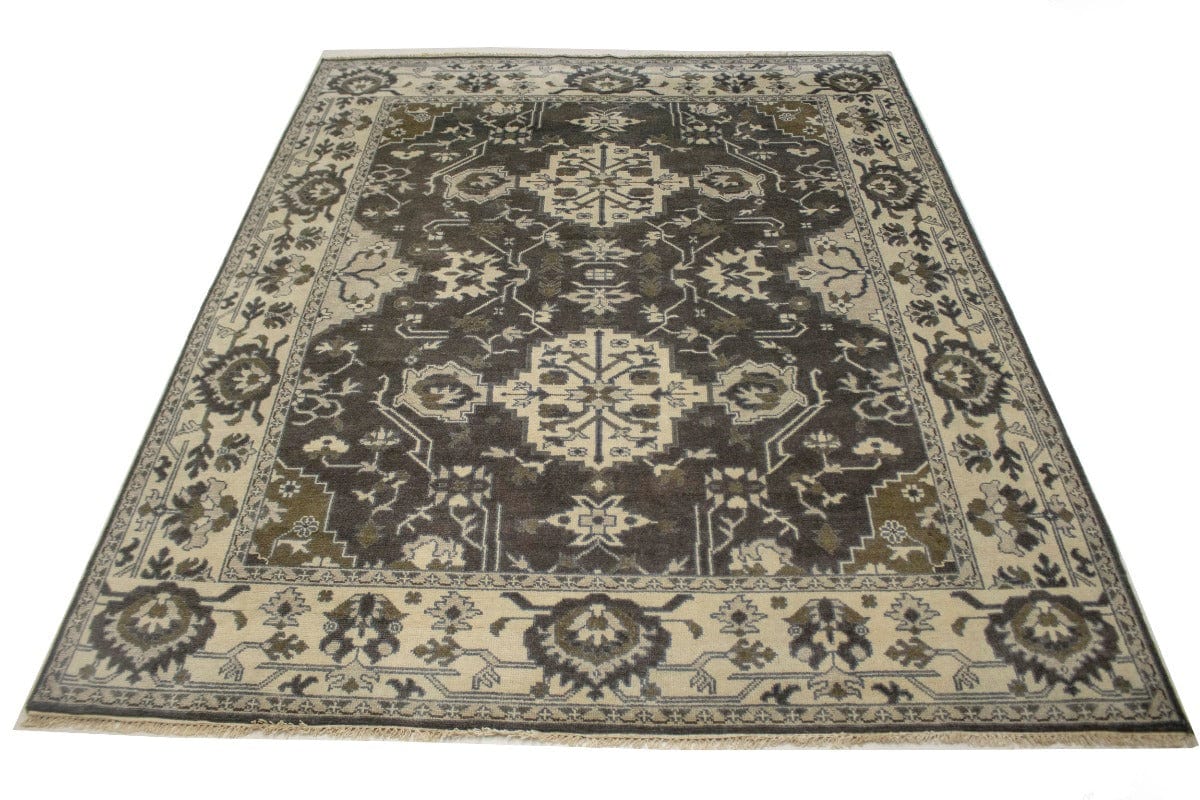 Brown Floral Casual 8X10 Oushak Chobi Oriental Rug