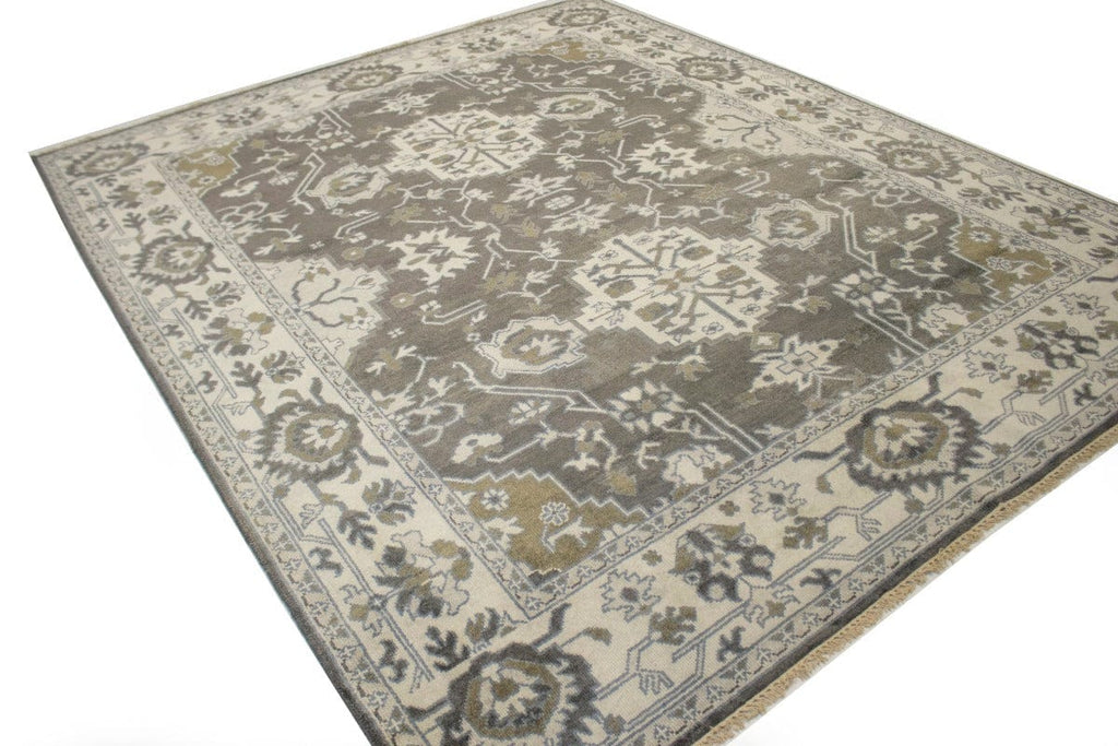 Brown Floral Casual 8X10 Oushak Chobi Oriental Rug