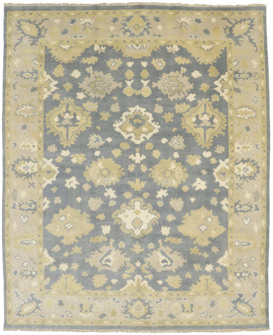 Gray Floral 8X10 Oushak Chobi Oriental Rug