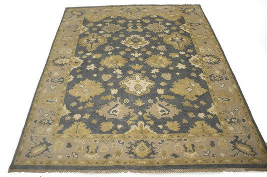 Gray Floral 8X10 Oushak Chobi Oriental Rug