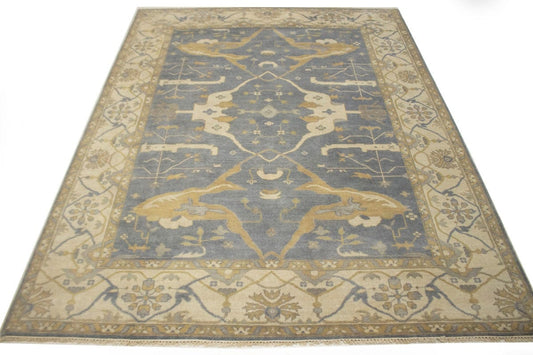 Gray Floral 9X12 Oushak Oriental Rug