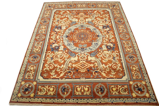 Rust Orange Pictorial 8X10'5 Oushak Chobi Oriental Rug