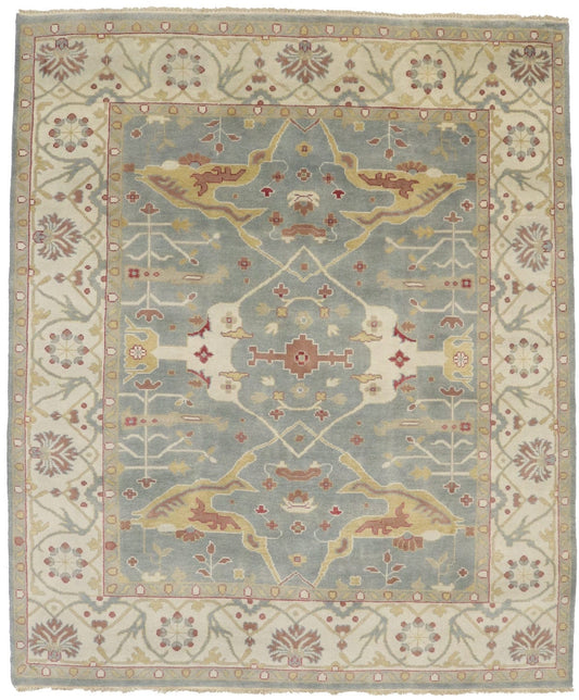 Gray Floral 8X10 Oushak Oriental Rug