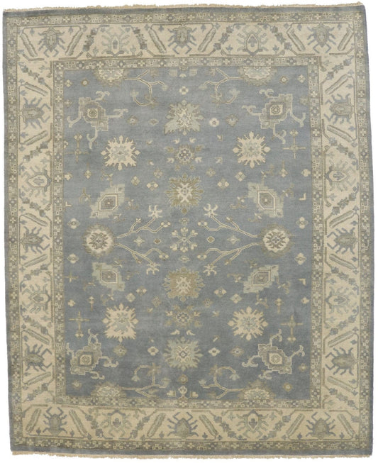 Gray Floral 8X10 Oushak Chobi Oriental Rug