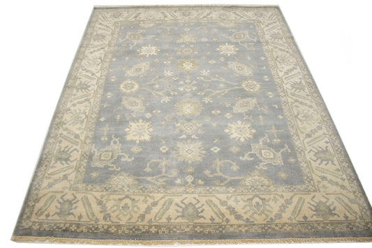 Gray Floral 8X10 Oushak Chobi Oriental Rug