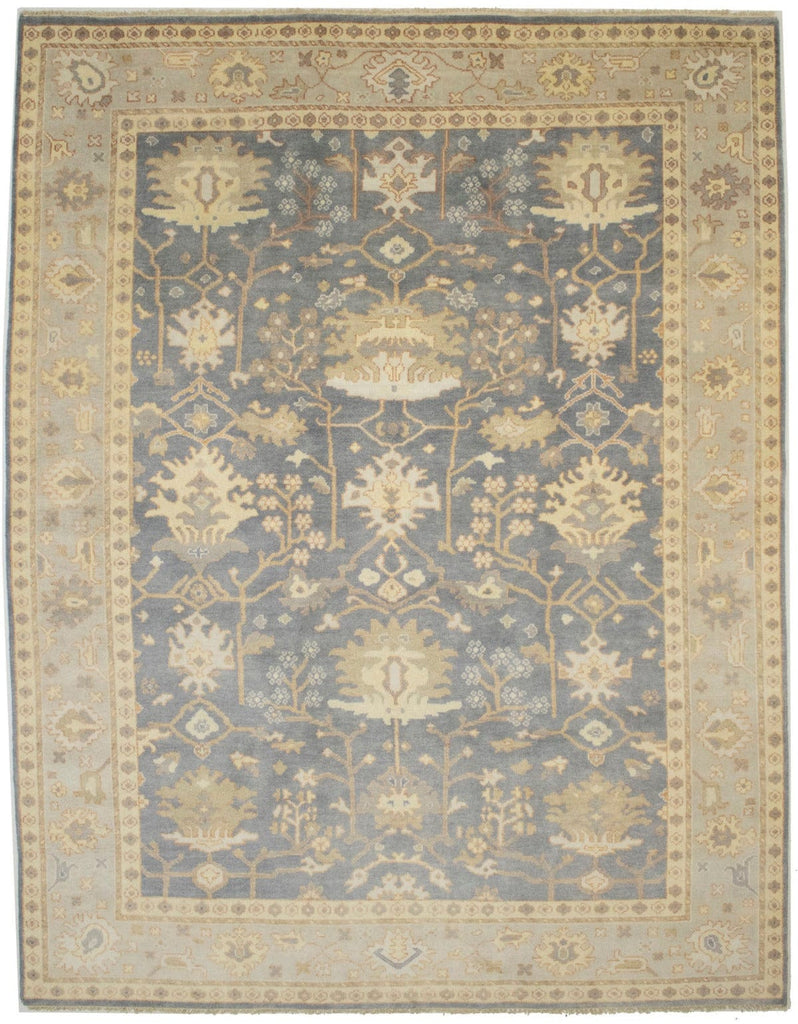 Gray Floral 9X12 Oushak Chobi Oriental Rug