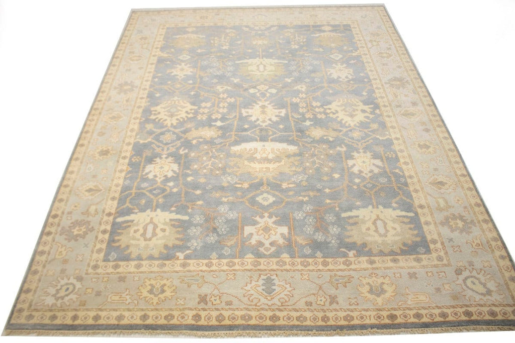 Gray Floral 9X12 Oushak Chobi Oriental Rug